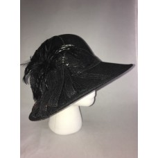 August Hat Company Black Church Derby Ornate Hat Sparkle Feathers One Size New  eb-88554393